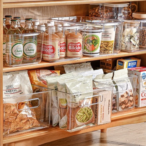 Locaupin With Cover Storage Box for Kitchen Pantry Plastic Organizer Container for Under Bed,Desk,Office and Drawer