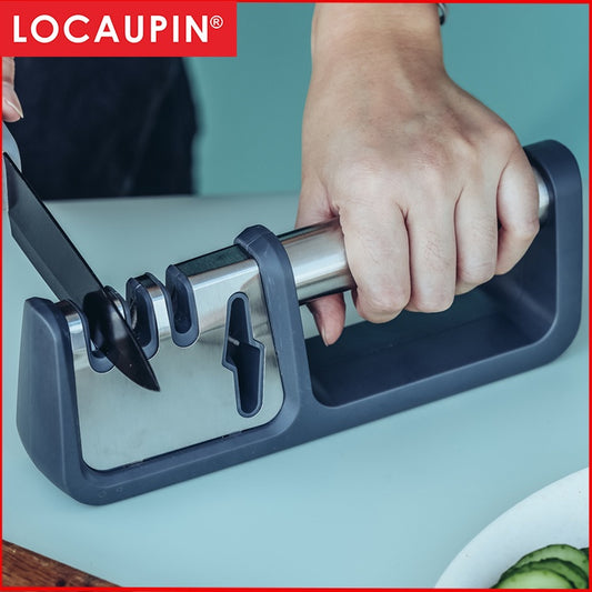Locaupin Knife Sharpener Professional Kitchen Sharpener 4 in 1 Non-slip Base with Ergonomic Design for All Sized