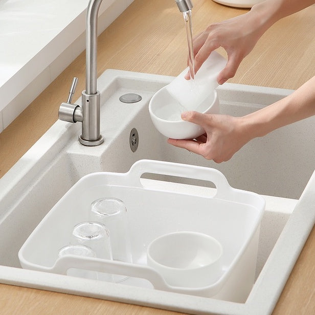 Locaupin Wash & Drain Wash Basin Dishpan with Draining Plug Carry Handles