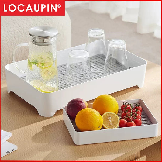 Locaupin Drain Board Double Layer Kitchen Drain Shelf Sink Detachable Draining Rack Tray Fit for Dish Bowl,Vegetable