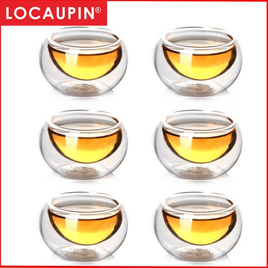 Locaupin Heat-Resistant Borosilicate Glass Double Wall Cups Below  Mugs Tea Cups Hot Tea Fancy Tea Cups Set of 6