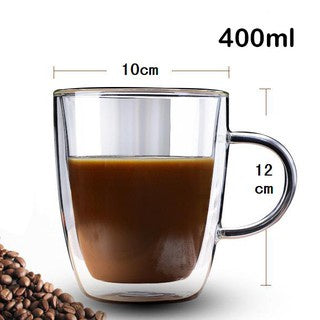 Locaupin Double Wall Glass Coffee Mugs Juice Mugs Teacups Heat Resistant Borosilicate Glass Cups with Cover