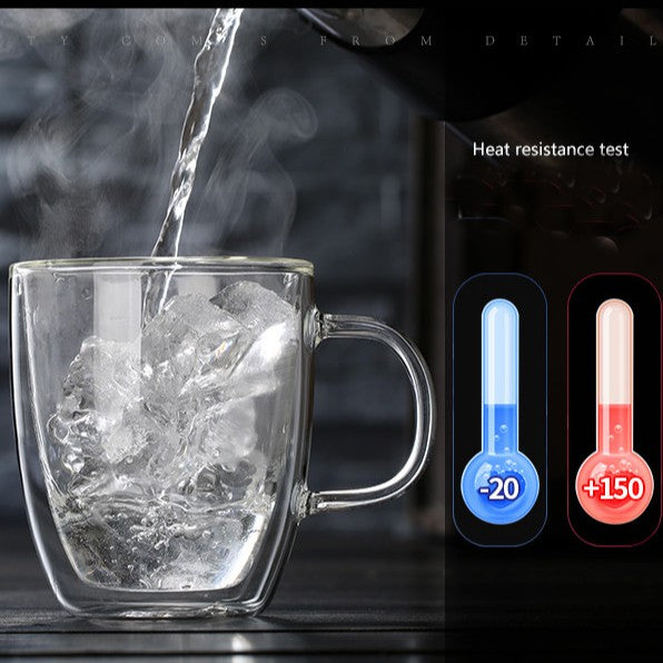 Locaupin Double Wall Glass Coffee Mugs Juice Mugs Teacups Heat Resistant Borosilicate Glass Cups with Cover