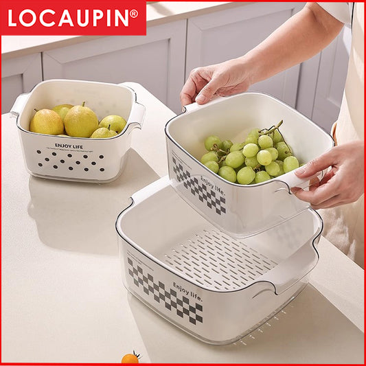 Locaupin Washing Baskets Stackable Set,Basket Used for Soak,BPA FREE Wash, Drain Vegetables and Fruit Colanders