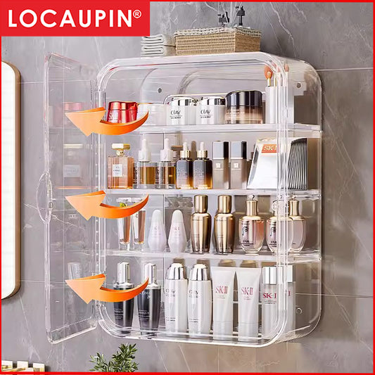 Locaupin Clear Bathroom Storage Display Box Dustproof Storage Showcase Figurines Collection for Toy Dolls Souvenir Model