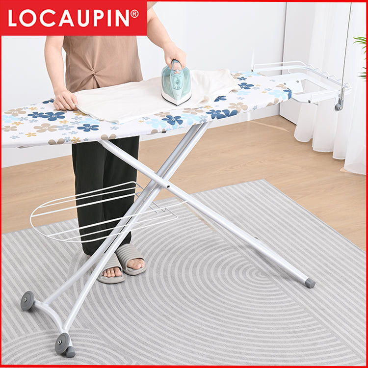 Locaupin Pro Luxury Ironing Board - Extreme Stability Steam Iron Rest , Extra-Large Board, Adjustable Height,Foldable