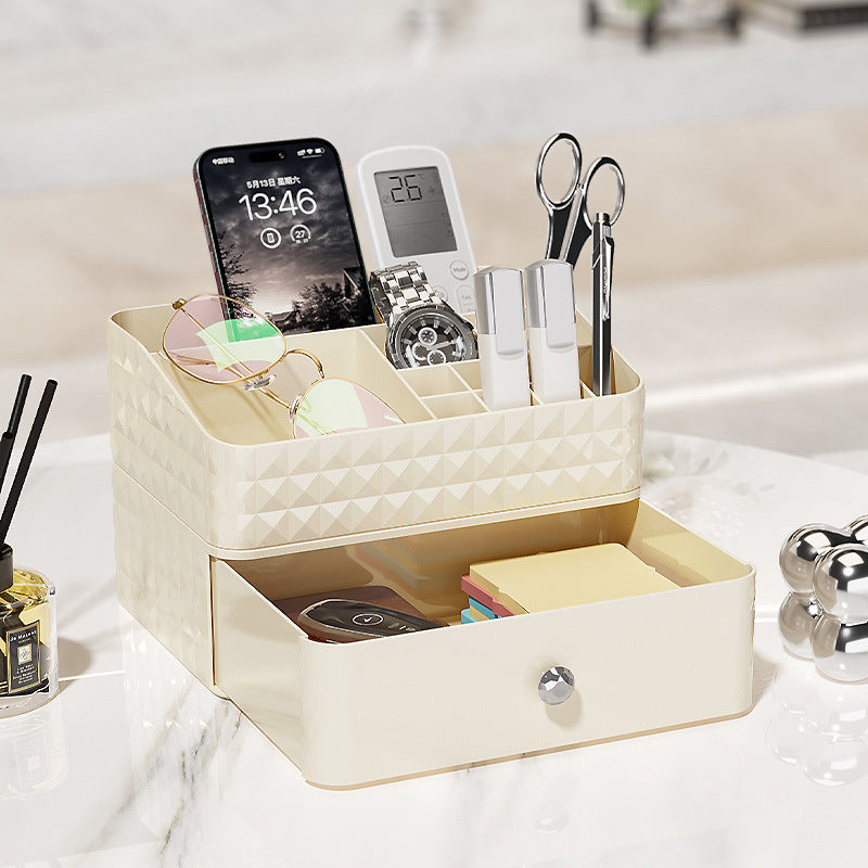 Locaupin Makeup Organizer with Brush Holder Clear Drawer,  Stand for Lipsticks, Eyeshadow, Nail Polish Jewelry Skincare