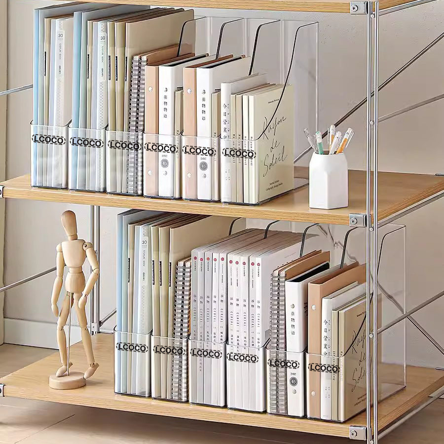 Locaupin Plastic Vertical File Folder Storage Organizer Bin,Hold Notebooks,Binders,Envelopes,Magazines for Home Office