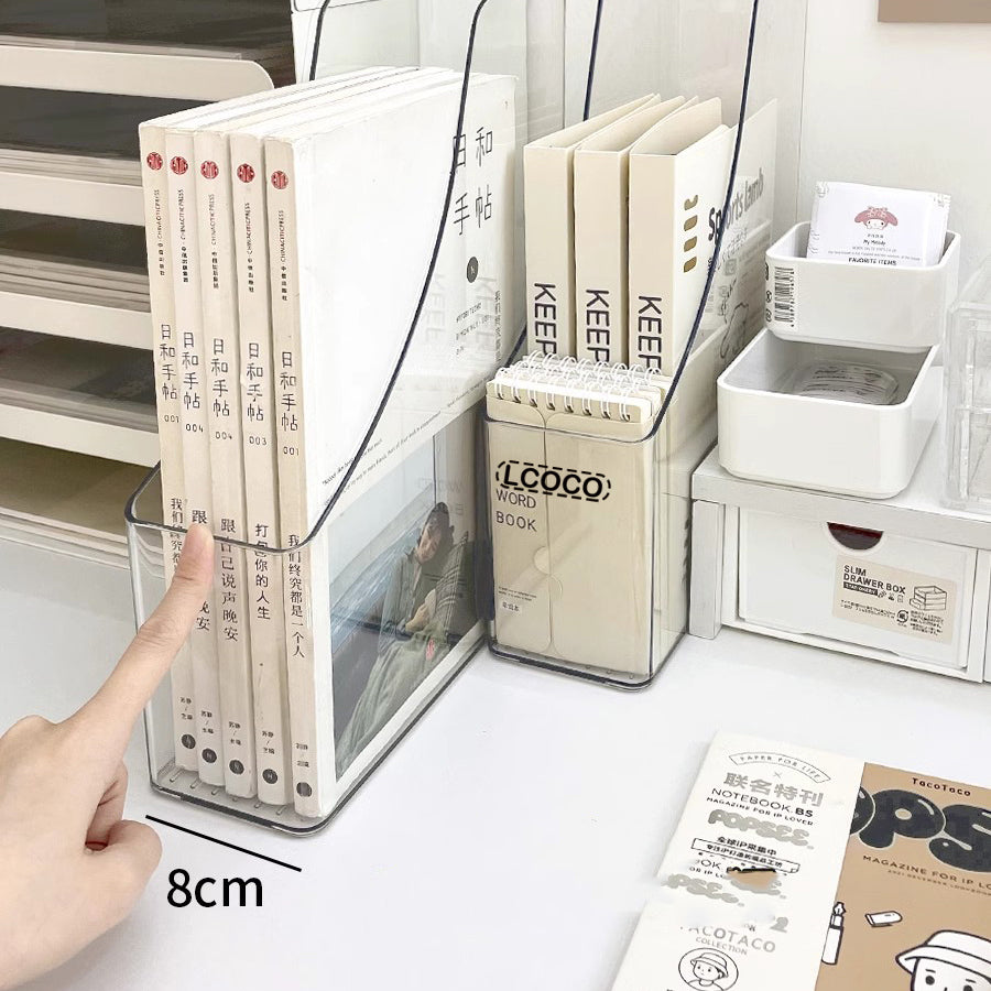 Locaupin Plastic Vertical File Folder Storage Organizer Bin,Hold Notebooks,Binders,Envelopes,Magazines for Home Office