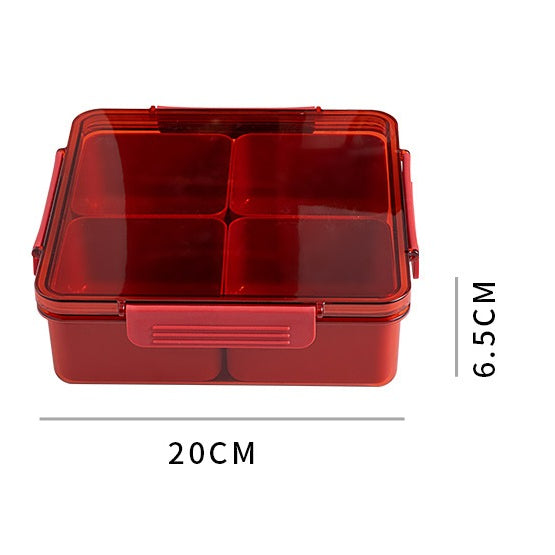 Locaupin BPA FREE Square Plastic Divided Serving Tray with Lids, 4 Individual Dishes Food Storage Containers, Serving