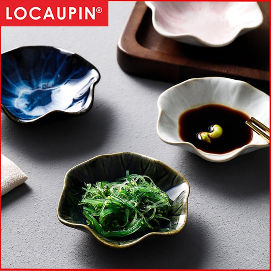 Locaupin Ceramic Sauce Dishes & Ketchup Side Dish Tableware Condiment Relish Plate Seasoning Dishes
