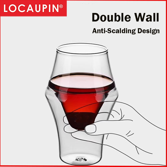 Locaupin Double Wall Glass Coffee Mugs Juice Mugs Teacups Heat Resistant Borosilicate Glass Cups with Cover