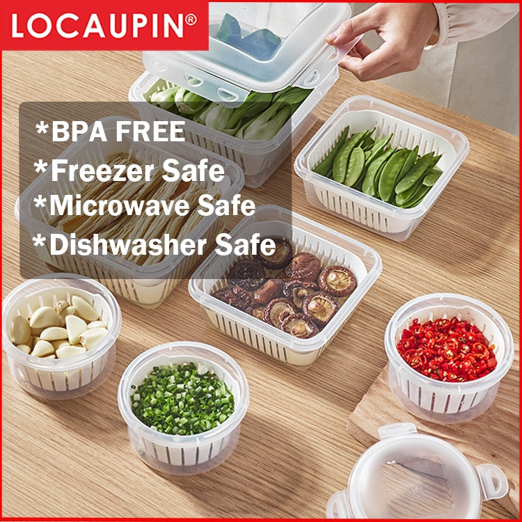 Locaupin BPA FREE Garlic Refrigerator Storage Jar Ginger Storage Holder Sealed Vegetable Food Box Food Dispensers