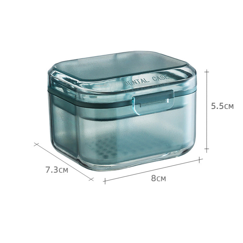 Locaupin Denture Case Kit with Strainer, Large Mouth Guard with Lid Hinge,Storage Soak Container, Denture Case for Clean