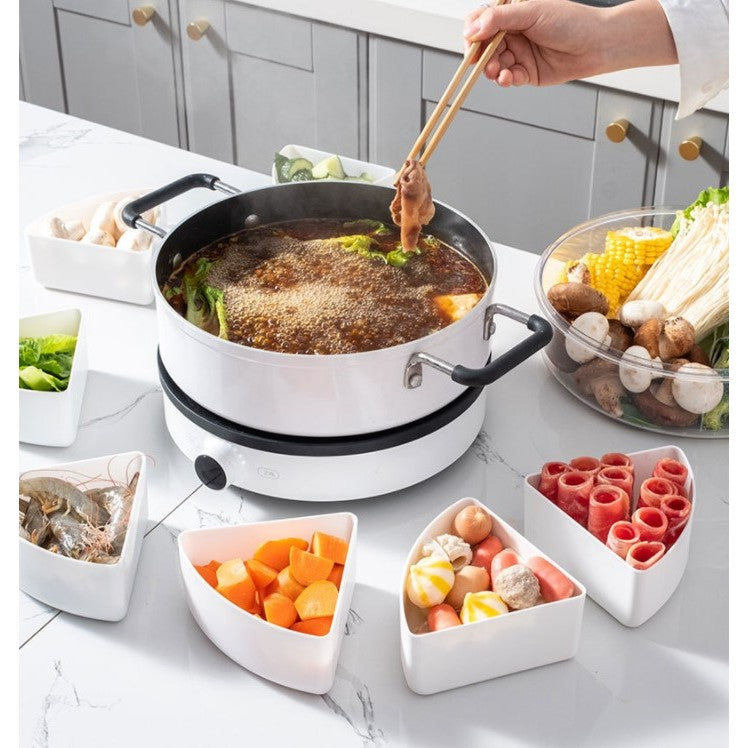 Locaupin BPA FREE Square Plastic Divided Serving Tray with Lids, 4 Individual Dishes Food Storage Containers, Serving