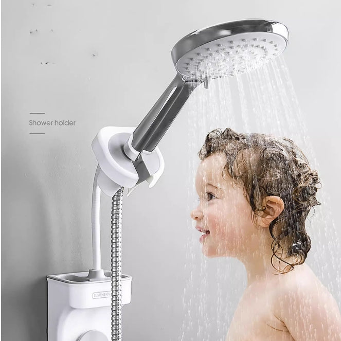 Locaupin Hands-free Hair Dryer Holder with Any Angle Rotating Bathroom Wall Mount Shower Head Holder  Hair Dryer Bracket