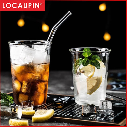 Locaupin Heat Resistant Healthy Glass Cups, Water Glass,Coffee Cups,Flower Tea Glass, Microwave Safe Glass Tea Cups