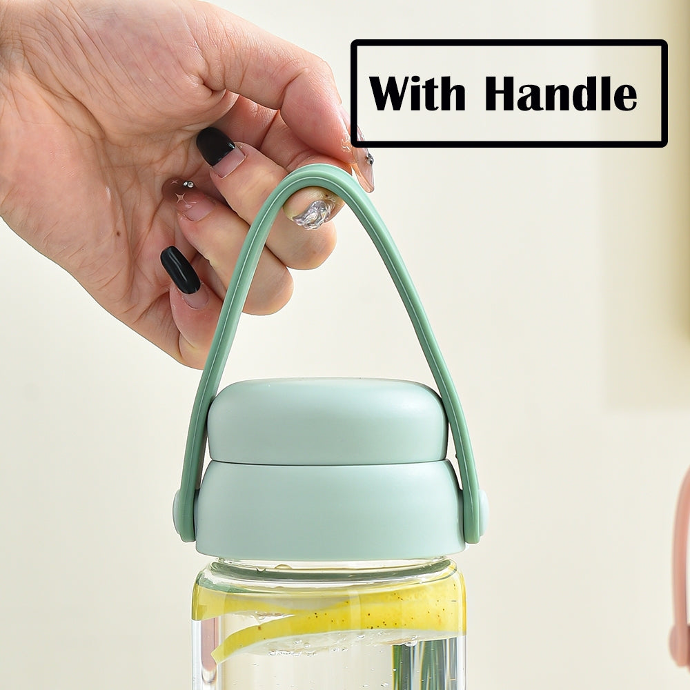 Locaupin Glass Water Bottles with Silicone Sleeve, BPA-Free,with Handle and Filter Tea Bottle,Portable Travel tea Bottle