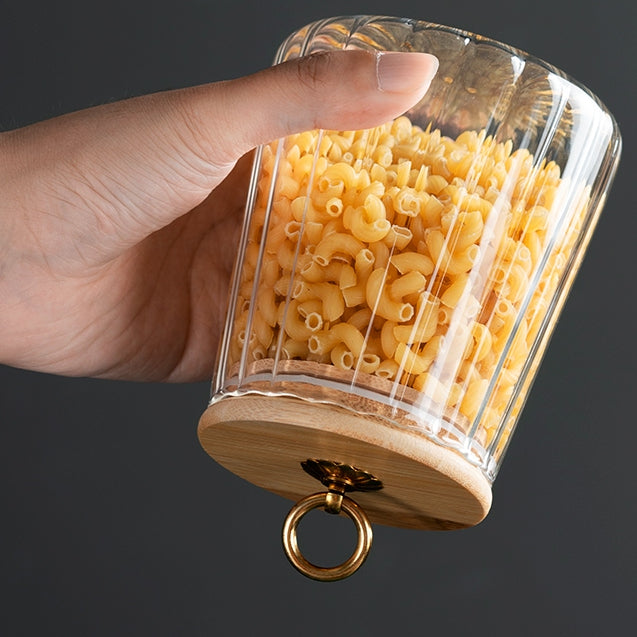 Locaupin Food Storage Jars ,Clear Food Storage Container with Airtight Lid, Plastic Containers,Glass Food Dispensers