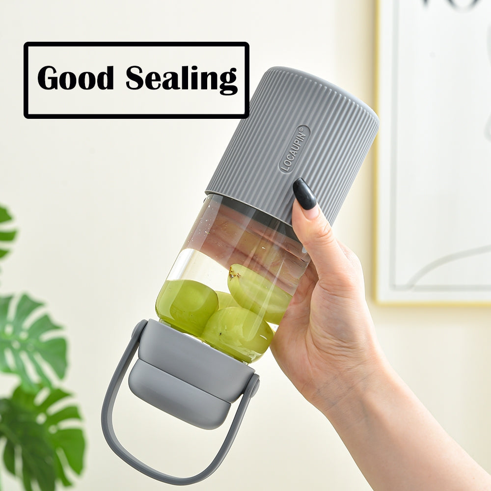Locaupin Glass Water Bottles with Silicone Sleeve, BPA-Free,with Handle and Filter Tea Bottle,Portable Travel tea Bottle