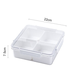 Locaupin BPA FREE Square Plastic Divided Serving Tray with Lids, 4 Individual Dishes Food Storage Containers, Serving