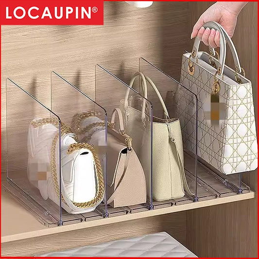 Locaupin Handbag Organizer for Closet,Adjustable Shelf Divider for Clothes Purses Handbag Closet Organizer