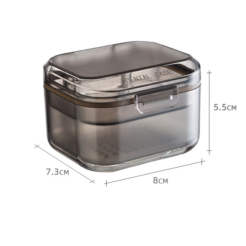 Locaupin Denture Case Kit with Strainer, Large Mouth Guard with Lid Hinge,Storage Soak Container, Denture Case for Clean
