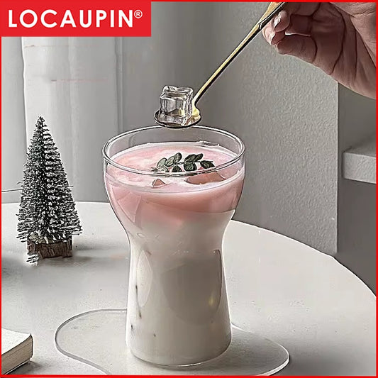 Locaupin Heat Resistant Healthy Glass Cups, Water Glass,Coffee Cups,Flower Tea Glass, Microwave Safe Glass Tea Cups