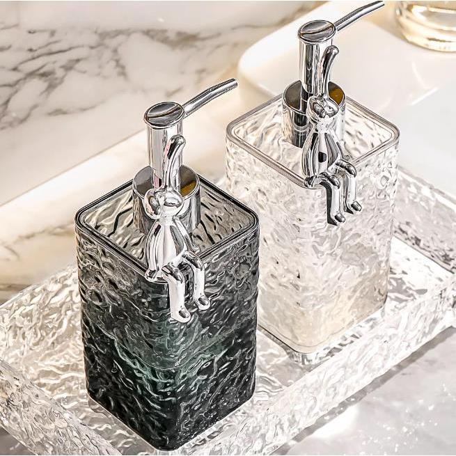 Locaupin Plastic Soap Dispenser Bottle, Refillable Kitchen Liquid Soap Bottle, Wash Hand Liquid Clear Bathroom Bottle