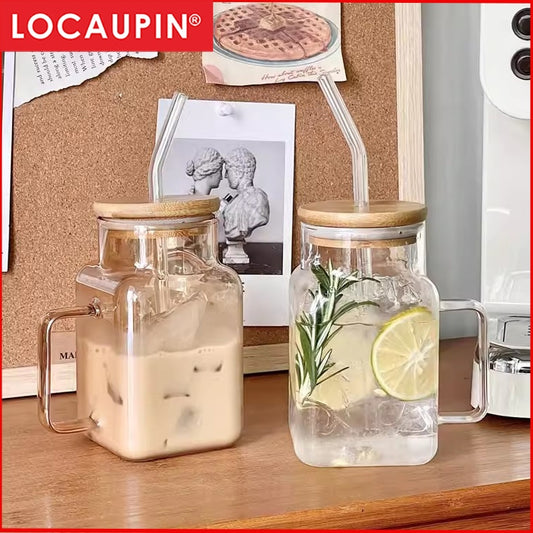 Locaupin 620ML Heat Resistant Healthy Glass Cups,Water Glass,Coffee Cups,Flower Tea Glass, Microwave Safe Glass Tea Cups