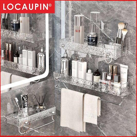 Locaupin Plastic Floating Shelves Wall Mounted Fashion Wall Storage Shelves for Bedroom, Living Room, Bathroom, Kitchen