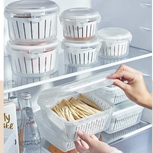 Locaupin BPA FREE Garlic Refrigerator Storage Jar Ginger Storage Holder Sealed Vegetable Food Box Food Dispensers