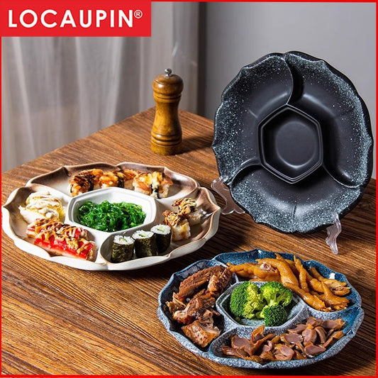 Locaupin Appetizer Platter Chip & Dip Serving Plate Porcelain Divided Serving Dishes Ceramic Serving Tray for Party