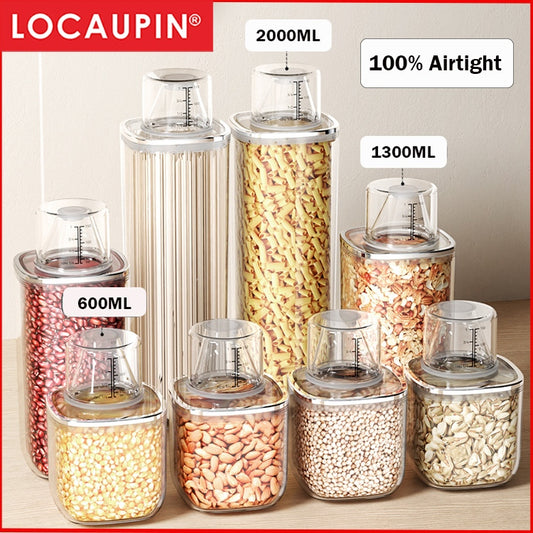 Locaupin Airtight Food Storage Container Kitchen Organization Food Dispensers Pasta Storage Jar