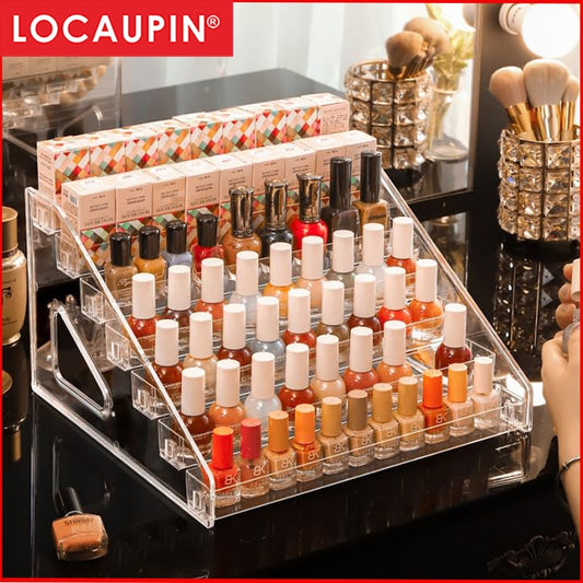 Locaupin Acrylic Nail Polish Organizer Clear Glasses Holder Acrylic Glasses Stand Essential Oils Cosmetic Display