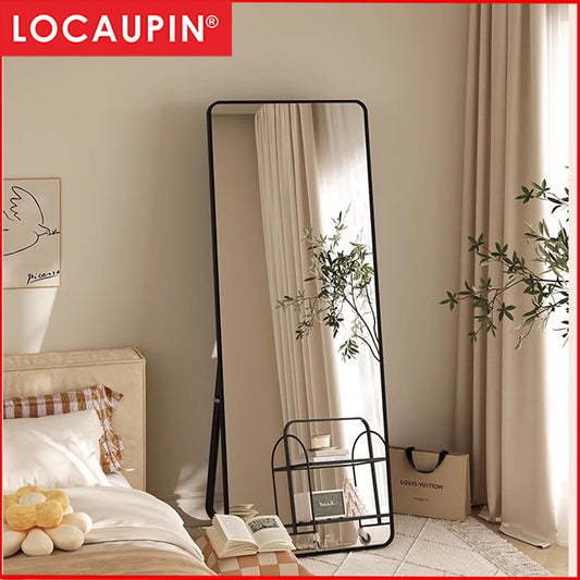 Locaupin Full Length Mirror 50x160cm Full Body Standing Mirror Hanging or Leaning Against Wall,Stand Aluminum Alloy Fram