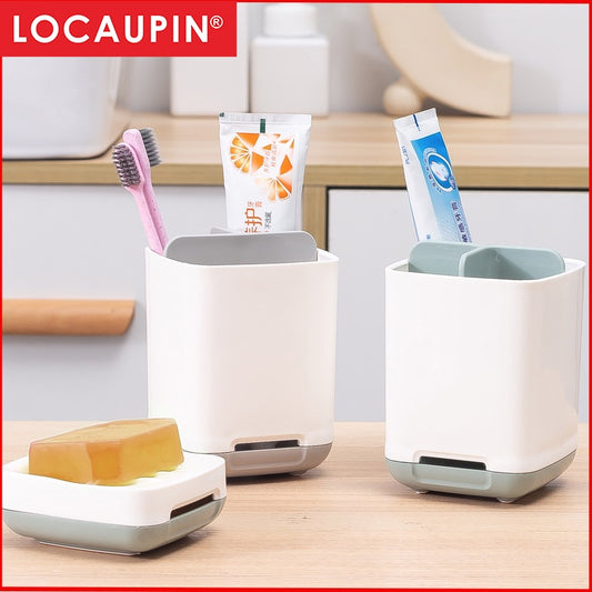Locaupin Multifunctional Shower Caddy Bathroom Organizer Shelf Toothbrush Toothpaste Holder Kitchen Utensils Storage