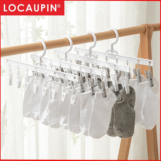 Locaupin 8 Clip Hanger Clothes Hanger Drying Racks Socks Holder Panty Holder