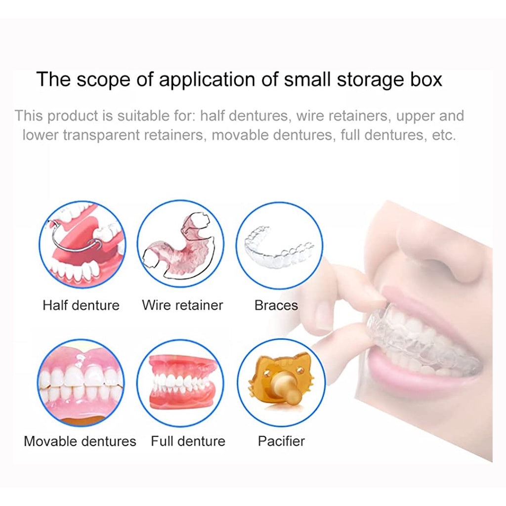 Locaupin Denture Case Kit with Strainer, Large Mouth Guard with Lid Hinge,Storage Soak Container, Denture Case for Clean