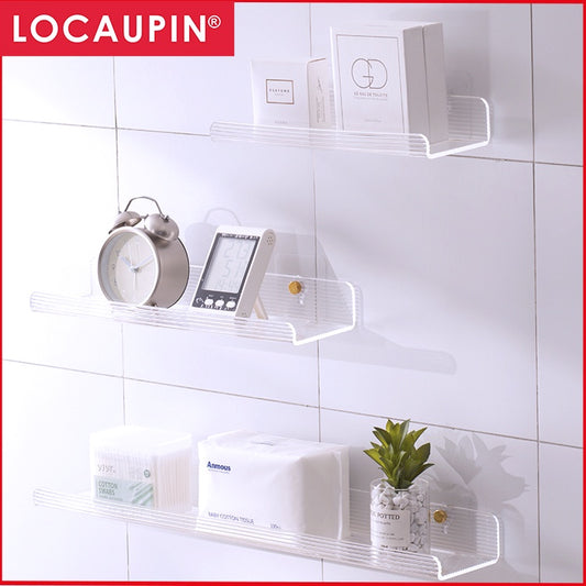 Locaupin Plastic Floating Shelves Wall Mounted Fashion Wall Storage Shelves for Bedroom, Living Room, Bathroom, Kitchen