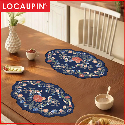 Locaupin Oil-Proof Waterproof Non-Slip PVC Table Mat – Heat-Resistant & Easy Clean for Dining Table