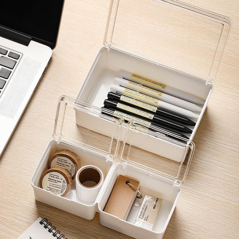Locaupin Plastic Storage Containers Clear Rectangle Organizer Case with Lids Mini Clear Plastic Organizer Storage Box