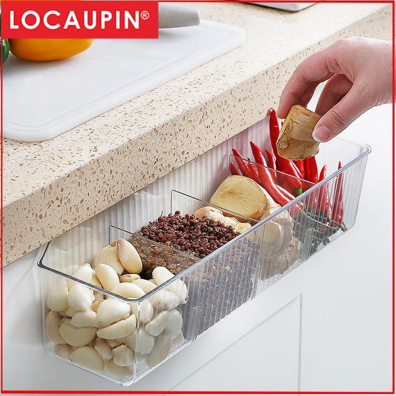 Locaupin Plastic Kitchen Cabinet Door Storage Basket, no Punching Hook Bracket Hanging Basket