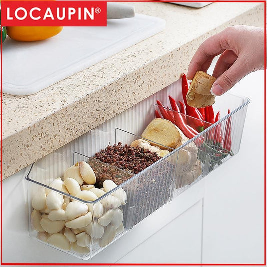 Locaupin Plastic Kitchen Cabinet Door Storage Basket, no Punching Hook Bracket Hanging Basket