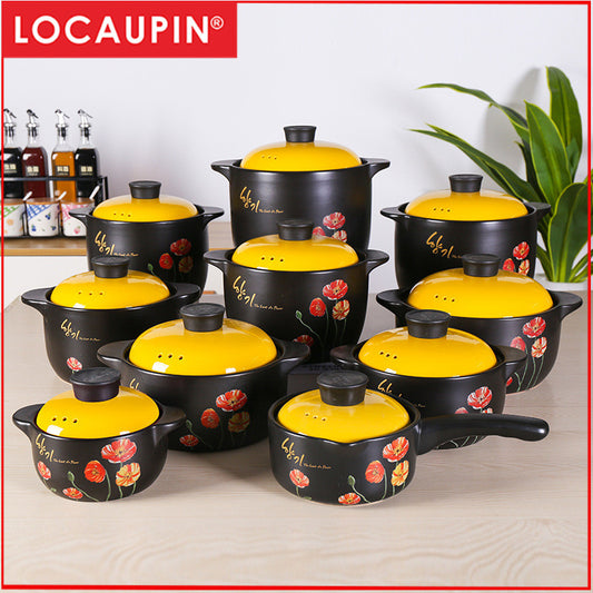 Locaupin Ceramic Stockpot, Stovetop Ceramic Cookware, Soup Pot Stew Pan Casserole Clay Pot Earthen Pot Healthy Stew Pot