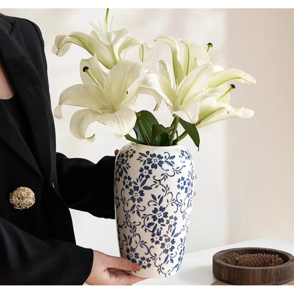 Locaupin Elegant Chinese Ceramic Vase | Minimalist Oriental Home Decor | Tabletop Flower Pot