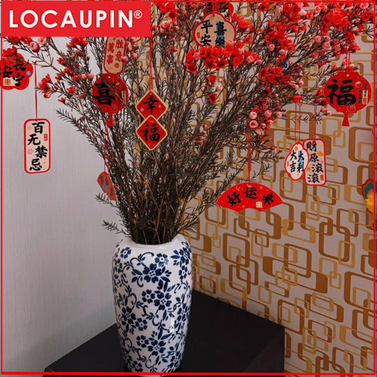 Locaupin Elegant Chinese Ceramic Vase | Minimalist Oriental Home Decor | Tabletop Flower Pot