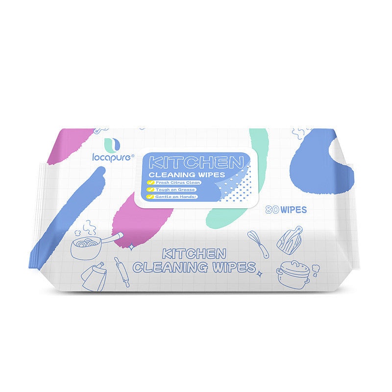 Locaupin Extra-large 80Sheet Kitchen Cleaning Wipes | Orange Oil | 9X Degreasing Power | Rich Foam | Gentle on Hands