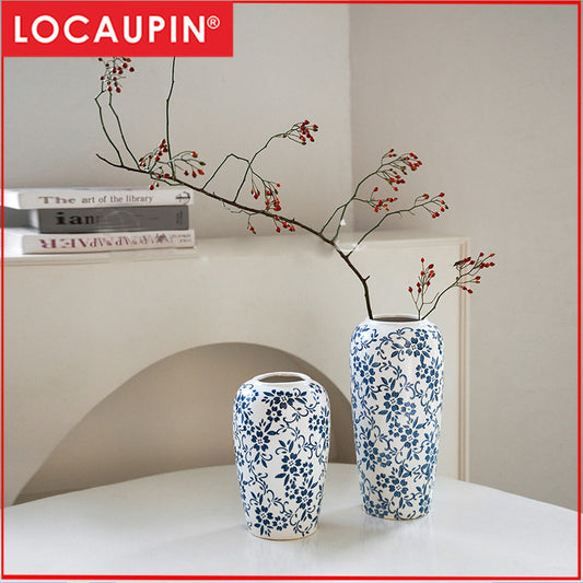 Locaupin Ceramic Vase | Vintage Oriental Home Decor | Elegant Table Centerpiece