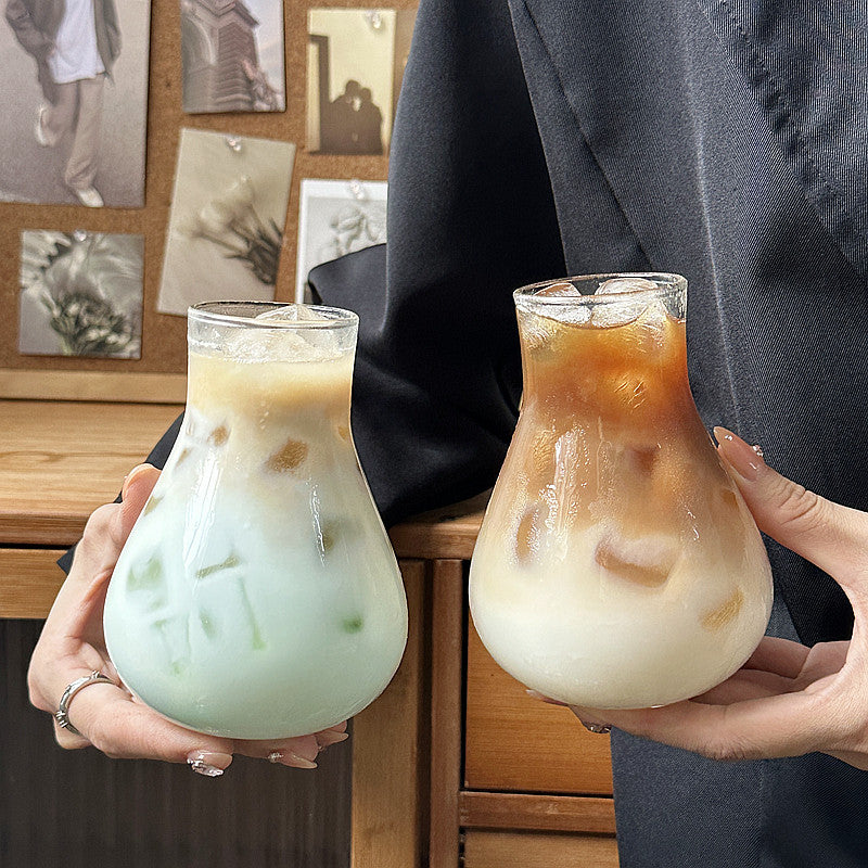Locaupin Heat Resistant Healthy Glass Cups Water Glass Coffee Cups Flower Tea Glass  Microwave Safe Glass Cups